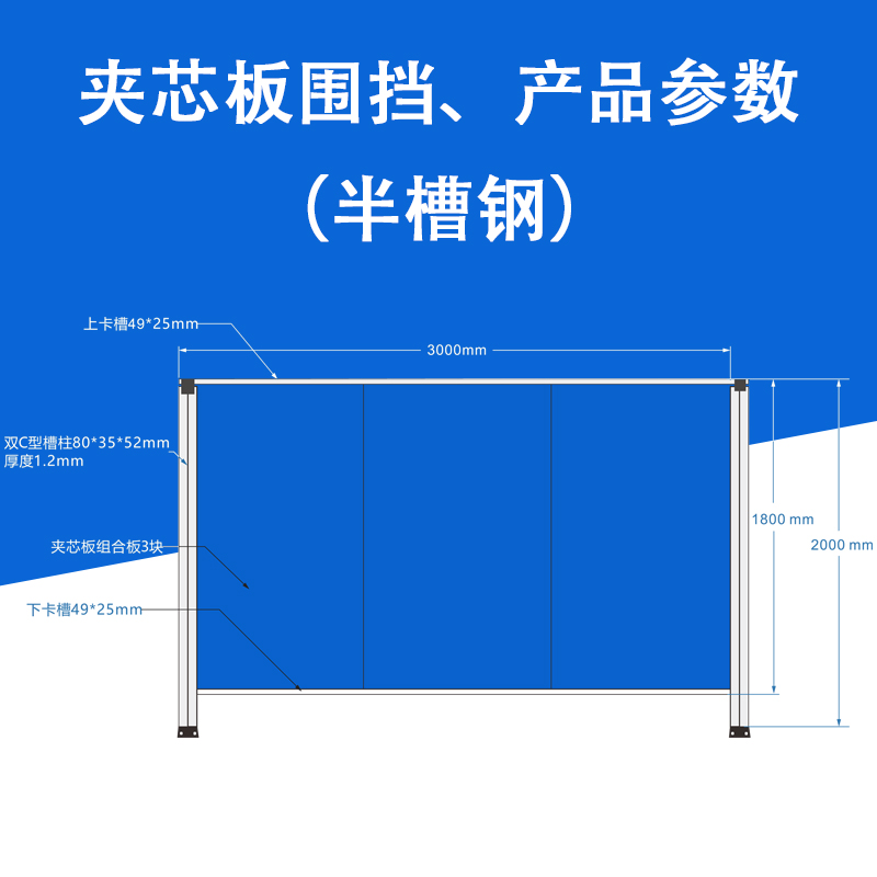 工廠直銷C型槽半槽鋼夾芯板 工程工地施工護(hù)欄